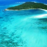 A scenic picture of lakshadweep island from the sky